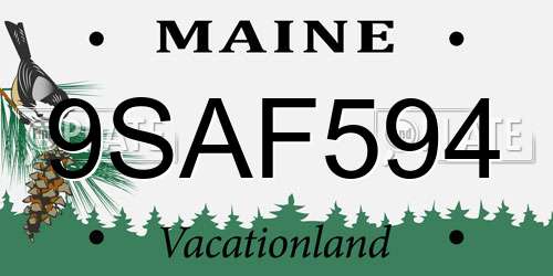 9SAF594 Maine License Plate