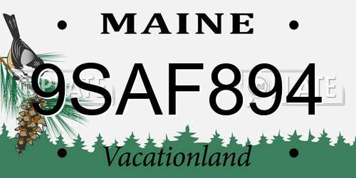 9SAF894 Maine License Plate