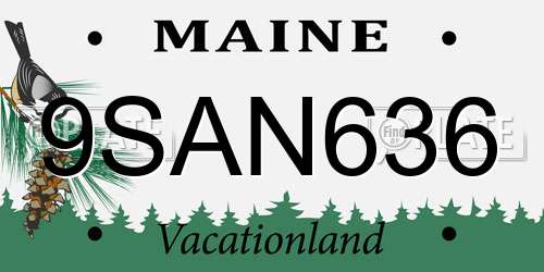 9SAN636 Maine License Plate
