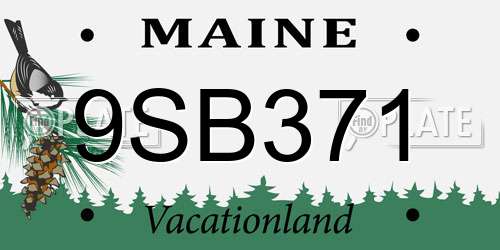 9SB371 Maine License Plate