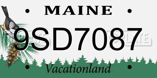 9SD7087 Maine License Plate