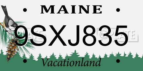 9SXJ835 Maine License Plate