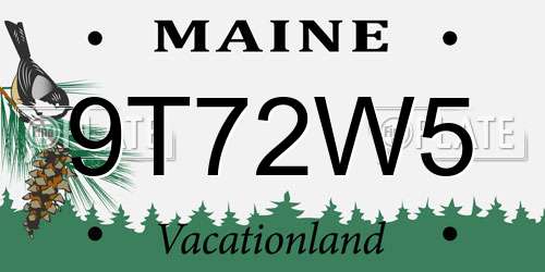 9T72W5 Maine License Plate