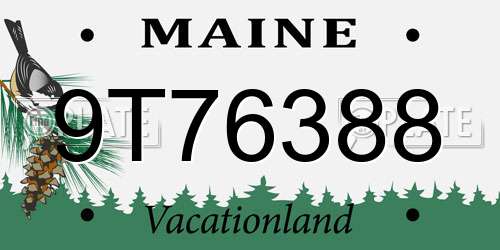9T76388 Maine License Plate