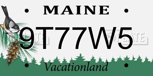 9T77W5 Maine License Plate