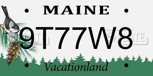 9T77W8 Maine License Plate