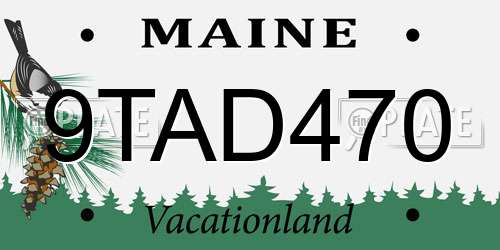 9TAD470 Maine License Plate