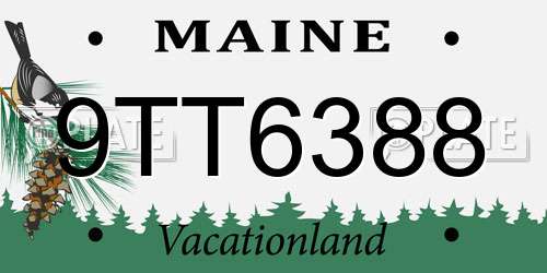 9TT6388 Maine License Plate