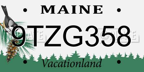 9TZG358 Maine License Plate