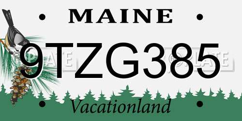9TZG385 Maine License Plate