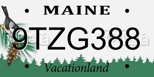 9TZG388 Maine License Plate