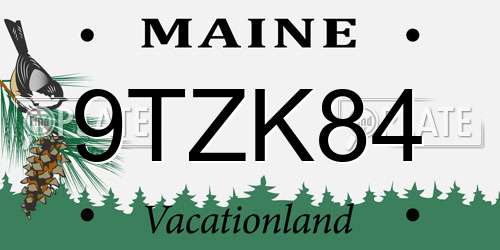 9TZK84 Maine License Plate