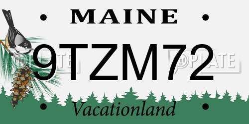 9TZM72 Maine License Plate
