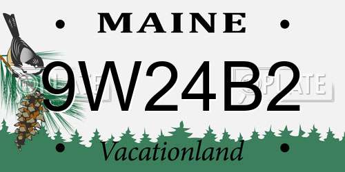 9W24B2 Maine License Plate