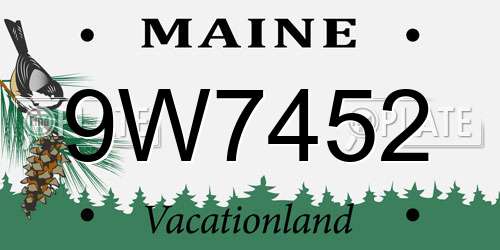 9W7452 Maine License Plate