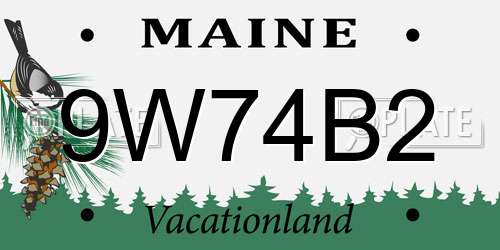 9W74B2 Maine License Plate