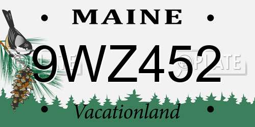 9WZ452 Maine License Plate