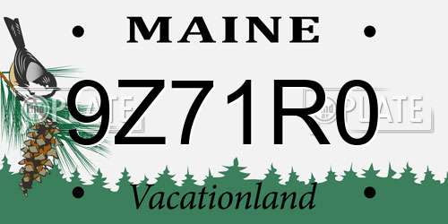 9Z71R0 Maine License Plate