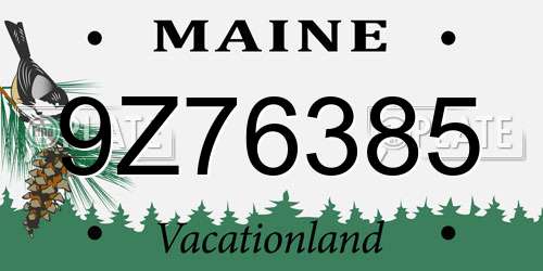 9Z76385 Maine License Plate