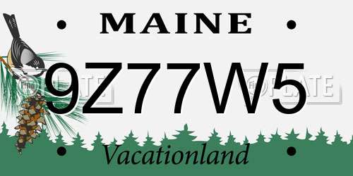 9Z77W5 Maine License Plate