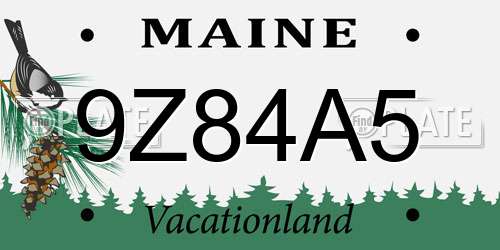 9Z84A5 Maine License Plate