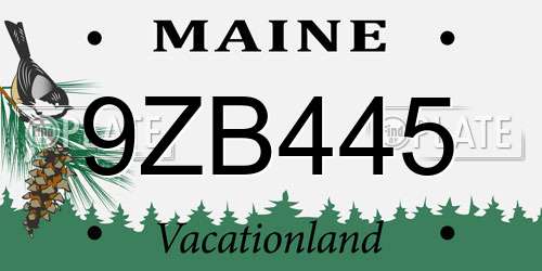 9ZB445 Maine License Plate