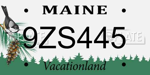 9ZS445 Maine License Plate