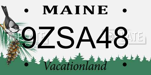 9ZSA48 Maine License Plate