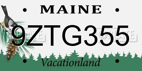 9ZTG355 Maine License Plate