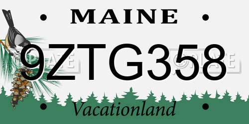 9ZTG358 Maine License Plate
