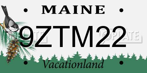 9ZTM22 Maine License Plate
