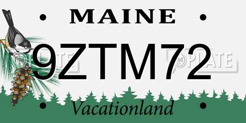 9ZTM72 Maine License Plate