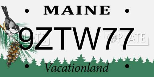 9ZTW77 Maine License Plate