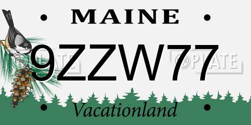 9ZZW77 Maine License Plate