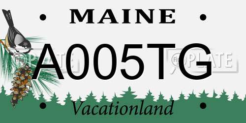 A005TG Maine License Plate