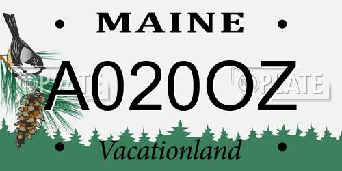 A020OZ Maine License Plate