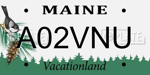 A02VNU Maine License Plate