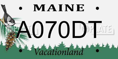 A070DT Maine License Plate