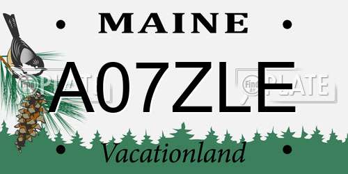 A07ZLE Maine License Plate