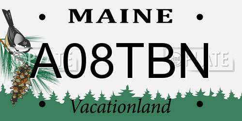 A08TBN Maine License Plate