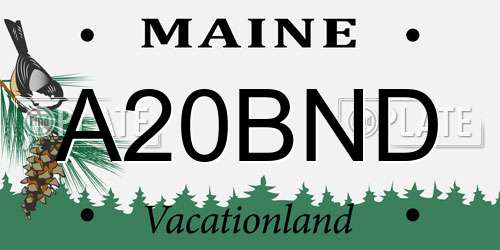 A20BND Maine License Plate