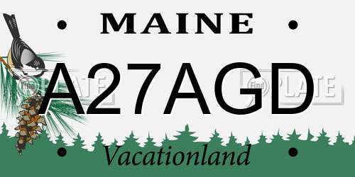 A27AGD Maine License Plate