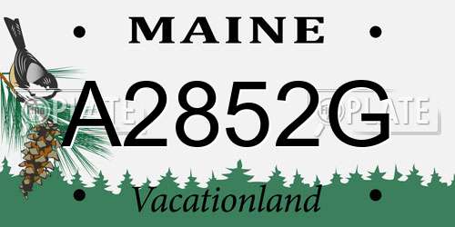A2852G Maine License Plate