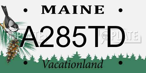 A285TD Maine License Plate