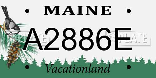 A2886E Maine License Plate