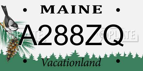 A288ZQ Maine License Plate