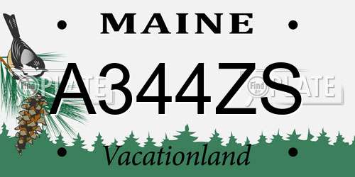 A344ZS Maine License Plate