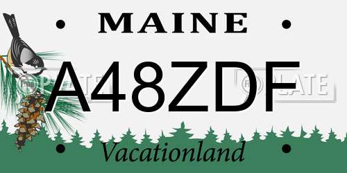 A48ZDF Maine License Plate