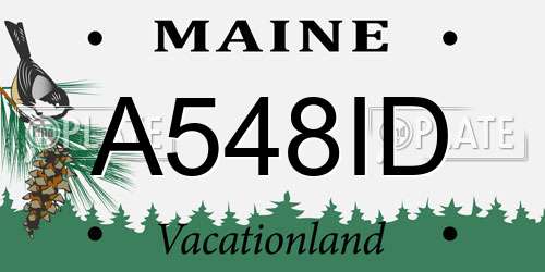 A548ID Maine License Plate