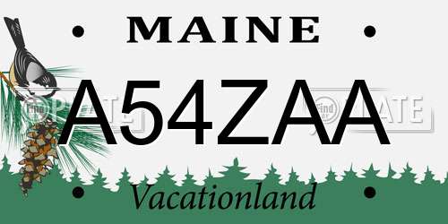 A54ZAA Maine License Plate